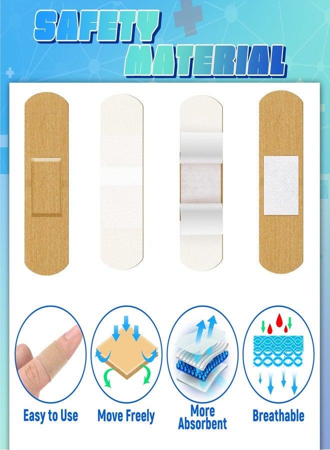 Supervitae 500 Pcs Adhesive Bandages Bulk Assorted Sizes Flexible Breathable Bandages Patch for Family First Aid Skin Wrap Finger Wound(Fabric,Natural) - Image 4